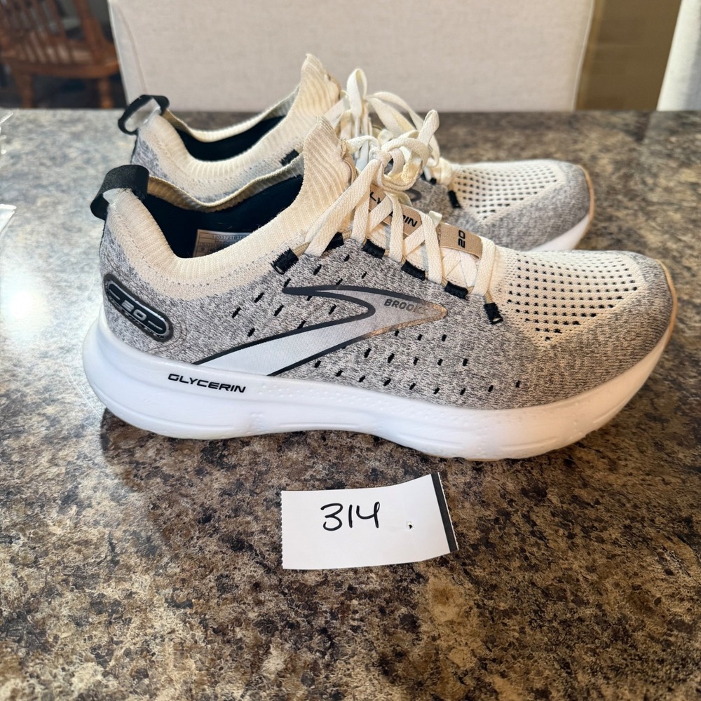 Brooks Glycerin StealthFit 20 Womens Grey White Running Shoes 1203721B163 Size 9